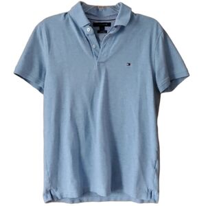 Tommy Hilfiger Mens Baby Blue Heathered Short Sleeve Slim Fit‎ Polo Shirt Size M